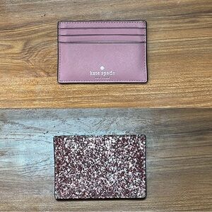 Kate Spade pink card holder with glitter back